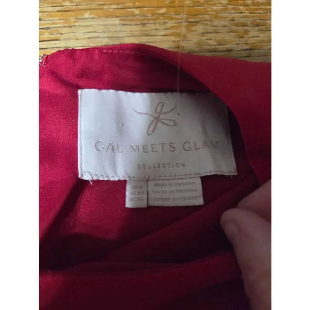 Gal Meets Glam Tatiana Bow Sleeve Sheath Dress in red sz 6